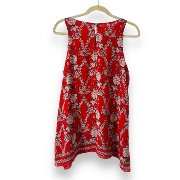 Max Studio Red Floral Keyhole Back Tank Top Women’s Size Large Spring Feminine - Picture 2 of 13